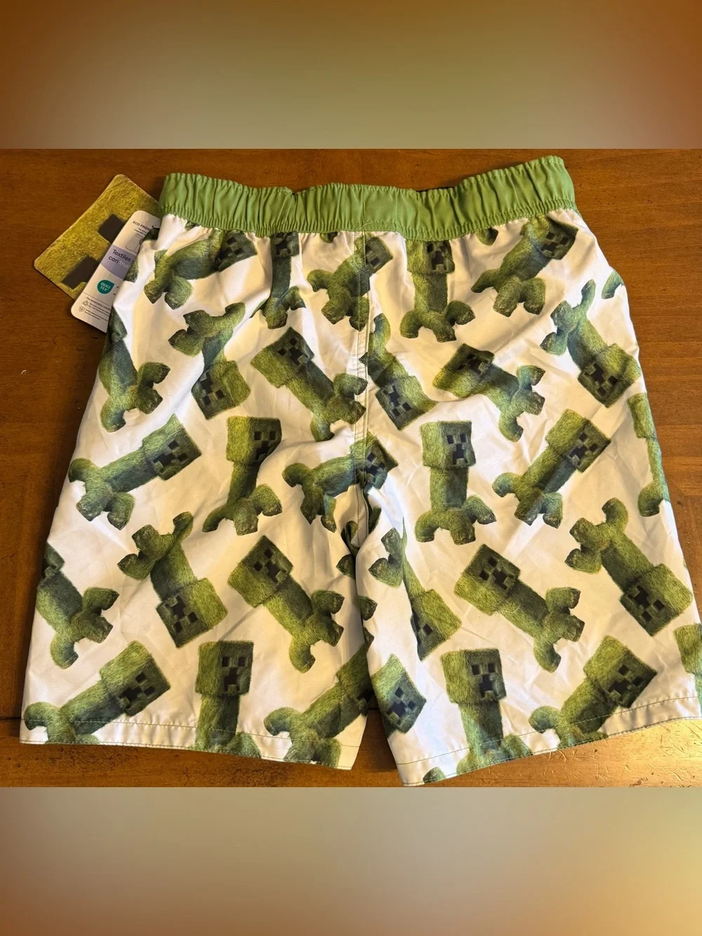 Boys' Minecraft Movie Art Swim Shorts - White/Green new with tags size large